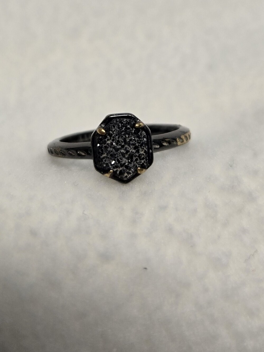 Kendra Scott Calvin Black Drusy Ring Size 7 - Picture 6 of 9